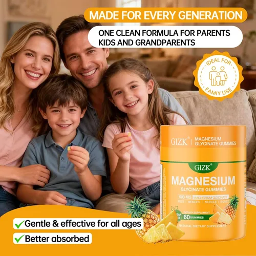 Vista 6 de Gomitas de glicinato de magnesio de 500 mg - Gomitas de magnesio sin azúcar para dormir, estrés, apoyo muscular y nervioso - para adultos y niños