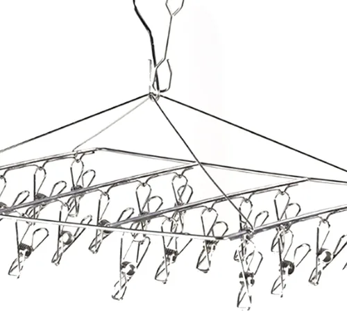 Vista 7 de MOTUZP Percha de secado de ropa de acero inoxidable con clip y goteo, a prueba de viento, percha de ropa para ropa interior, calcetines, sombrero