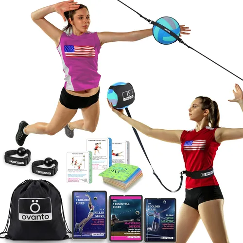 Vista 10 de OVANTO Volleyball Training Equipment Aid – Adjustable Practice Volleyball Kit