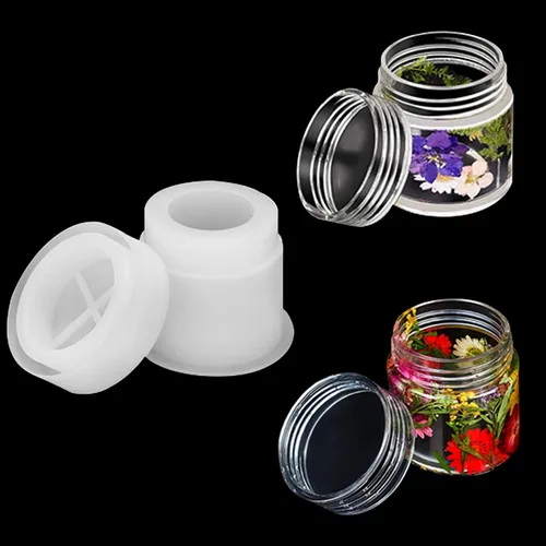 Vista 2 de Moldes de resina de 4 estilos para manualidades, tarro de almacenamiento de botellas con tapa, kit de moldes de epoxi de cristal, herramienta
