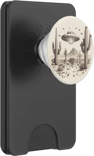 Vista 7 de Flying Aliens UFO Platillo rodeado de cactus, PopSockets intercambiables PopGrip