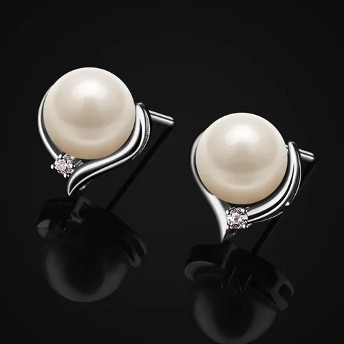 Vista 2 de Jewlldeen Pearl Earrings for women, 925 Sterling Silver Studs Jewelry,Gifts for Women, Wife,Mom,Girls, Her