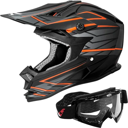 Vista 9 de VCAN VX38 Casco para adultos ATV Motocross todoterreno, bicicleta de tierra, motocicleta de descenso con gafa, aprobado por