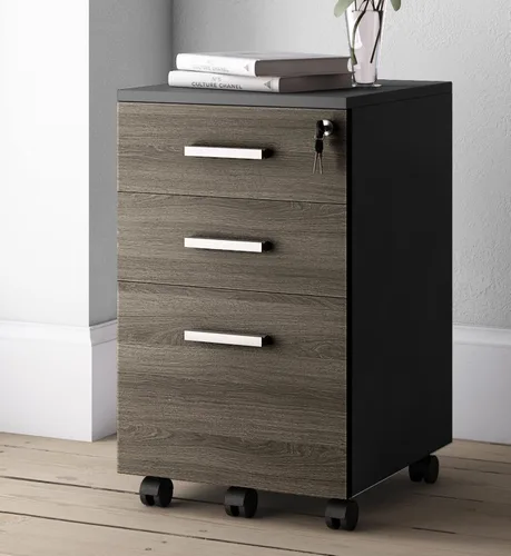 Vista 9 de Lazio Archivador de 26 pulgadas con cerradura, archivador para el hogar y la oficina, archivador de 3 cajones con ruedas para cartas de tamaño A4