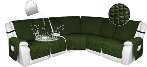 Vista 190 de HDCAXKJ Fundas de sofá seccional reclinable 100% impermeable, forma de L, funda de sofá reclinable lavable acolchada suave para mascotas, perro