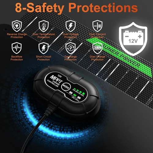 Vista 3 de SUNER POWER Cargador de batería solar impermeable de 12 W 12 V y mantenedor PRO, controlador de carga MPPT UltraSmart integrado, kits de carga