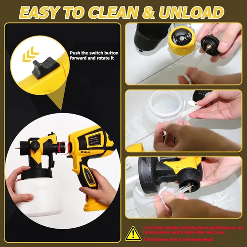 Vista 6 de Pulverizador de pintura inalámbrico, pistola de pulverización eléctrica con 2 baterías de 4000 mAh 21 V, 6 boquillas y perilla de ancho
