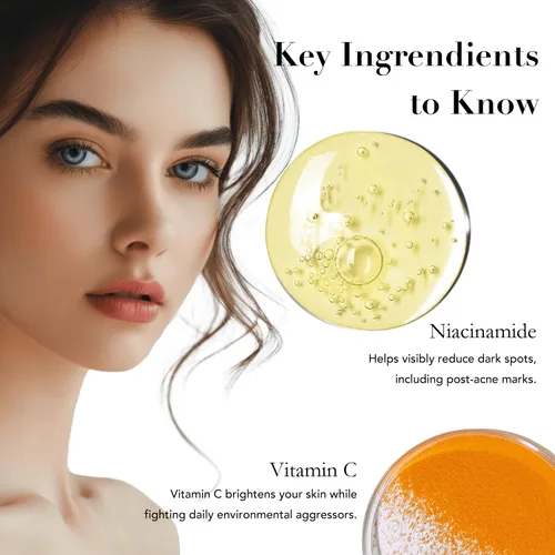 Vista 5 de Kit de cuidado de la piel para mujeres, juego hidratante de cuidado de la piel niacinamida+vitamina C, rutina diaria 5 en 1 con limpiador facial