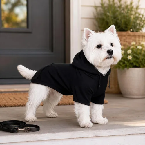 Vista 4 de Lovelonglong Sudadera básica con capucha para perros, 100% algodón, se adapta a perros pequeños, medianos y grandes, color negro, XS