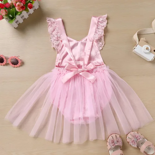 Vista 91 de Traje de bebé niña primer cumpleaños traje de encaje tul mameluco princesa tutú vestido de un año cumpleaños pastel Smash fotografía ropa