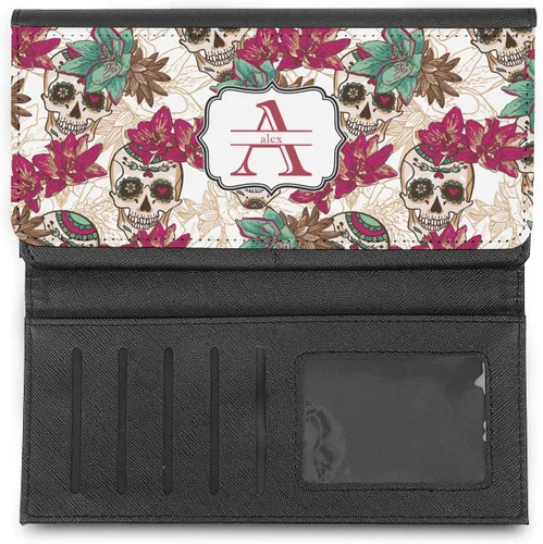 Vista 3 de RNK Shops Sugar Skulls & Flowers Cartera de cuero sintético para mujer (personalizada)