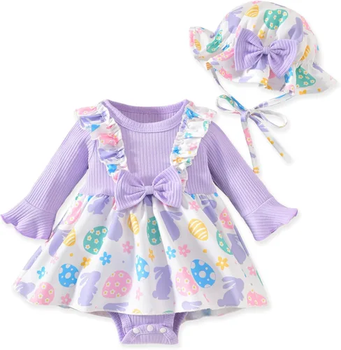 Vista 13 de Aalizzwell Vestido mameluco de una pieza para bebés y niñas con sombrero de 0 a 18 meses Rojo Navidad