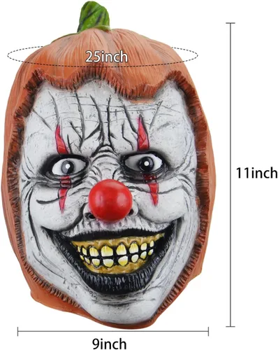 Vista 4 de PARTY ZONE Máscaras faciales de calabaza de Halloween, accesorios de látex de calabaza, novedad para fiestas y fiestas de disfraces de truco o trato