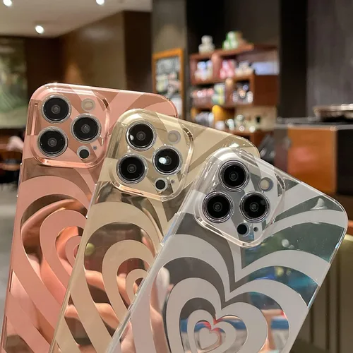 Vista 4 de Funda para iPhone 13 Pro Max, diseño de corazón de amor a la moda, a prueba de golpes, protección contra caídas de grado militar, delgada