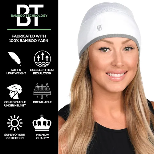Vista 2 de SAAKA Gorro de bambú. Suave y ligero. Correr, deportes de nieve. Gorra de calavera para hombres y mujeres