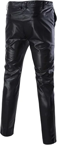 Vista 3 de Men's 2 Pieces Shiny Suit Night Club Metallic Moto Style Blazer Suits 2 Button Tuxedo Party Disco Jacket and Pants Sets