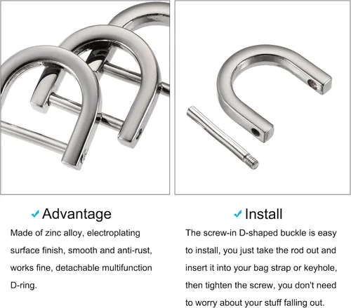 Vista 4 de METALLIXITY Metal D Rings Non-welded D-shaped Ring Buckles for DIY Keychains Card Holders Purse