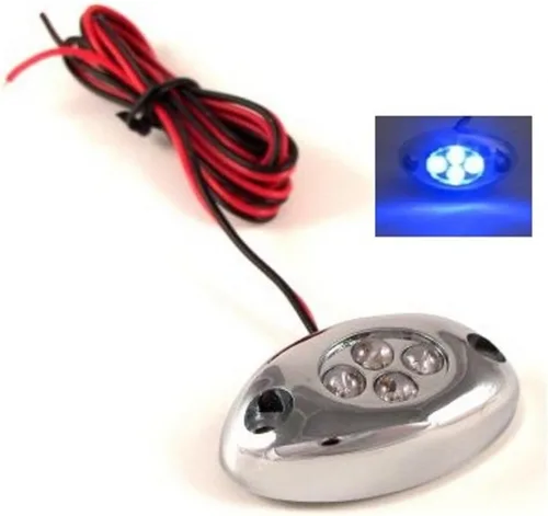 Vista 3 de OCTANE LIGHTING Kit de módulos cromados LED azules de 10 unidades, marco de helicópteros de motocicleta, luces de neón