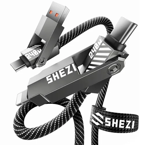 Vista 12 de SHEZI Cable USB C 4 en 1 trenzado de nailon de 60 W, 3 pies, compatible con cable Lightning, cable de carga rápida para iPhone/iPad