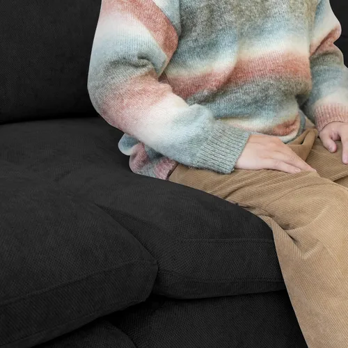 Vista 4 de WJShome Sofá Seccional Cloud Couch de 83 pulgadas para sala de estar, sofá seccional modular relleno de plumón, sofás en forma de L con otomana