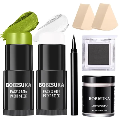 Vista 28 de BOBISUKA Barra de pintura negra para la cara y el cuerpo, palitos negros para deportes, béisbol, softbol, fútbol, kit de pintura negra