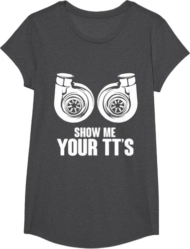 Vista 74 de Funny Show Me Your TT's Twin Turbo Car Racing Camiseta, Negro, S