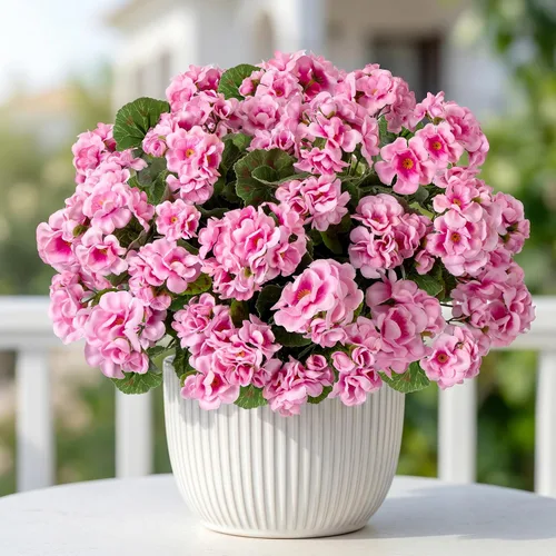 Vista 16 de 4 piezas de plantas falsas para decoración del hogar, flores artificiales, geranios artificiales, flores artificiales para exteriores, ramo de seda