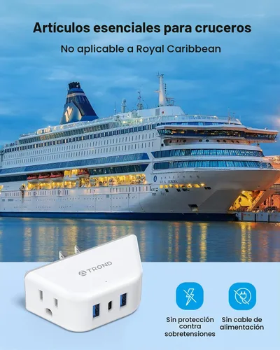 Vista 5 de TROND Extensor de salida con USB, divisor de pared con 2 tomas AC, 3 puertos USB, adaptador de enchufe de pared de diseño de 3 lados, elementos