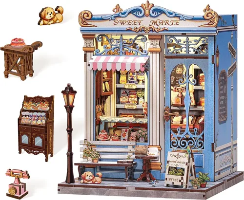 Vista 14 de Kit de Rincón de Libros, Kits de Casa en Miniatura DIY para Adultos y Adolescentes, Casa de Muñecas Pequeña Booknook Casa de Jardín Estantería