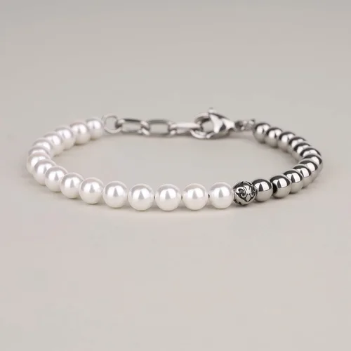 Vista 4 de GAVU Pulsera de perlas de concha de flor de lis para hombre