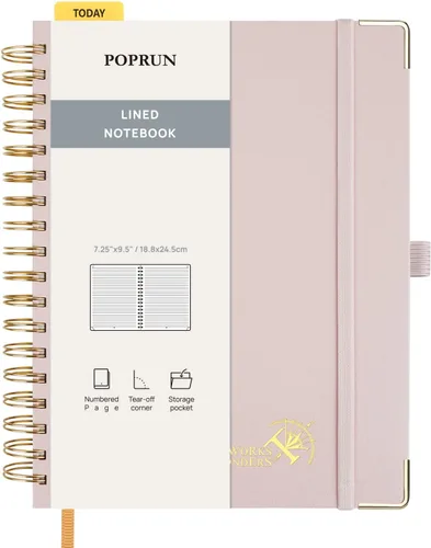 Vista 19 de POPRUN Cuaderno A5 con espiral, 120GSM, tapa dura, color negro