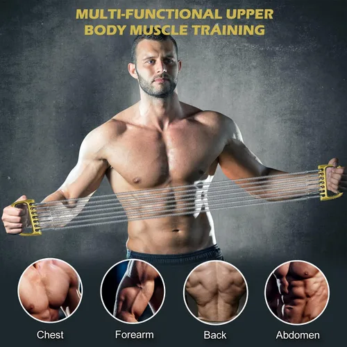 Vista 5 de Expansor de pecho desmontable para hombres, entrenamiento muscular, fortalecer fitness, hogar, oficina, brazo, 7 primavera, ejercicio, culturismo