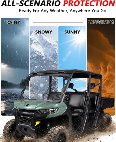 Vista 7 de StarknightMT Parabrisas delantero UTV resistente a los arañazos compatible con Can-Am Defender 2016-2026, policarbonato a prueba de rayos UV