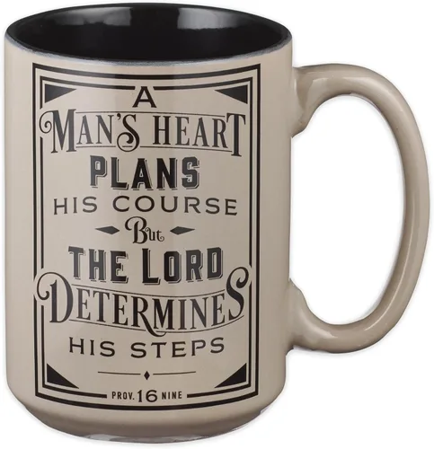 Vista 17 de Christian Art Gifts Taza grande de cerámica inspiradora con escritura bíblica para café y té para hombres: Versículo bíblico que anima al hombre