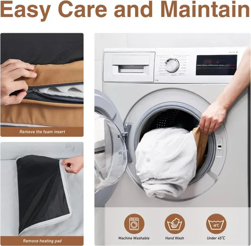 Vista 5 de Cama térmica para perros de tamaño grande, cama térmica para mascotas para perros grandes, sofá cama impermeable de espuma viscoelástica para perros