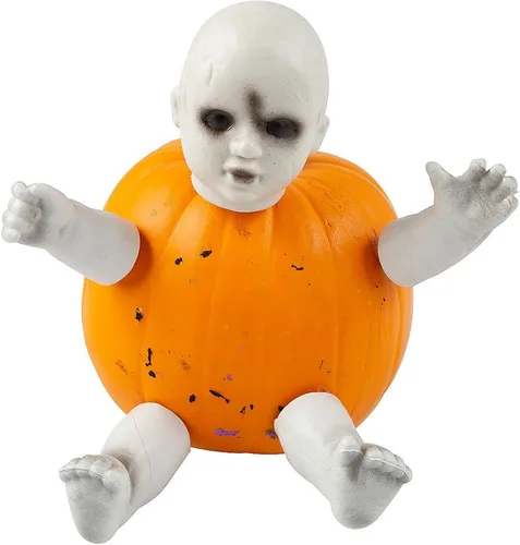 Vista 2 de Fun Express Muñeca espeluznante calabaza Poke-Ins decoración de Halloween, 5 piezas