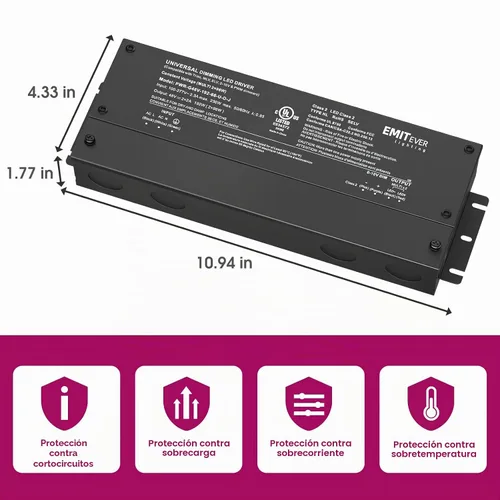 Vista 3 de EMITEVER Controlador LED regulable, fuente de alimentación regulable 5 en 1 de 48 V, 192 W, transformador de CA a CC de 2 canales para luz LED