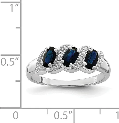 Vista 4 de 925 Sterling Silver Sapphire Diamond Ring Stone Gemstone Fine Jewelry For Women Gifts For Her