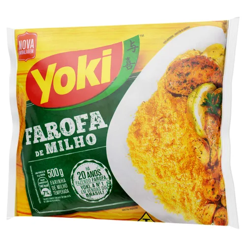 Vista 3 de Yoki Harina de maíz sazonada 17.6 oz Farofa De Milho PACK, (paquete de 1)