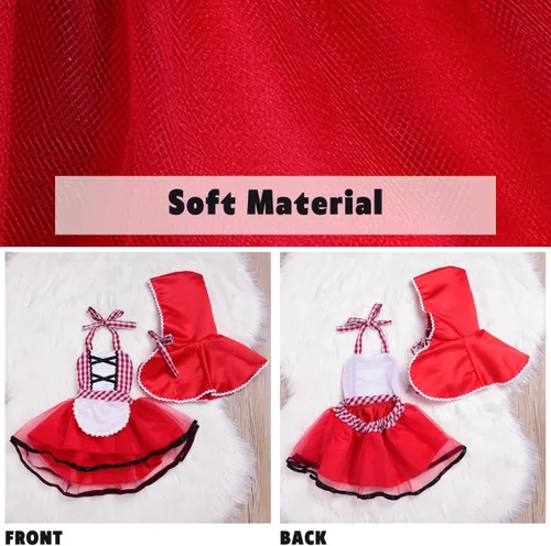 Vista 5 de Aalizzwell Conjunto de ropa de Caperucita Roja para bebés y niñas pequeñas