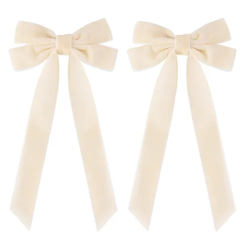 Vista 13 de 2 piezas de broches de cinta de terciopelo con lazos de pelo marrones, broches grandes de cocodrilo de otoño, accesorios para el cabello