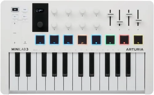 Vista 11 de Arturia MiniLab Controlador de teclado MIDI USB de 3 a 25 teclas con 8 almohadillas de batería multicolor, 8 perillas y software de producción