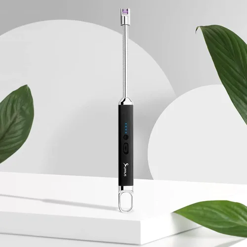 Vista 6 de SUPRUS Encendedor USB recargable de arco eléctrico con interruptor de seguridad, cuello flexible de 360°, parrilla sin llama, encendedores largos