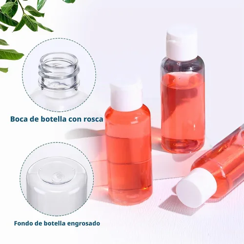 Vista 4 de Maxdot 300 botellas vacías de desinfectante de manos de 1.7 onzas/1.7 fl oz, botellas recargables de plástico con tapa abatible, mini recipientes