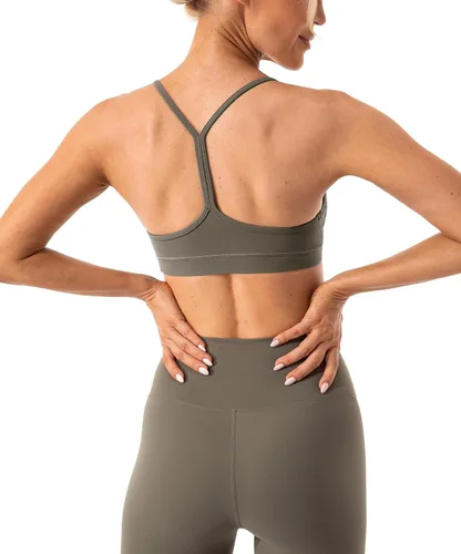 Vista 3 de Ukaste Sujetador deportivo con espalda en Y para mujer, con relleno de tirantes delgados, de bajo impacto, para entrenamiento y yoga