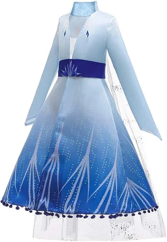 Vista 3 de DH Disfraz de princesa azul para niñas pequeñas