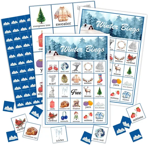 Vista 6 de Juegos de fiesta de bingo de Navidad, juegos de fiesta de Navidad para mujeres, 24 jugadores, suministros de fiesta de Navidad, actividades