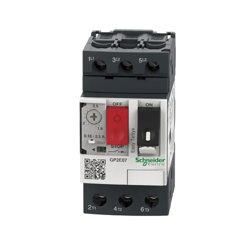 Vista 3 de Schneider Electric GP2E07 Easy TeSys Arrancador de motor magnético térmico manual de 3 fases, 3 polos, terminales de abrazadera de tornillo, botón
