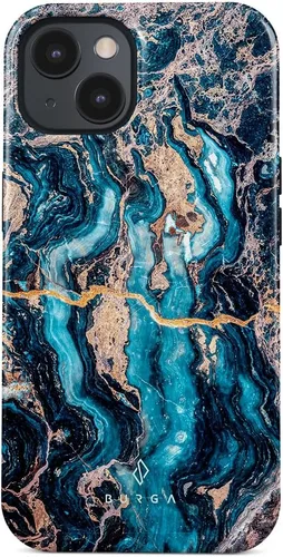 Vista 25 de BURGA-Funda p/teléfono compatible c/iPhone 14 Plus, carcasa rígida híbrida de 2 capas + Funda protectora de silicona, almendras latte a lunares
