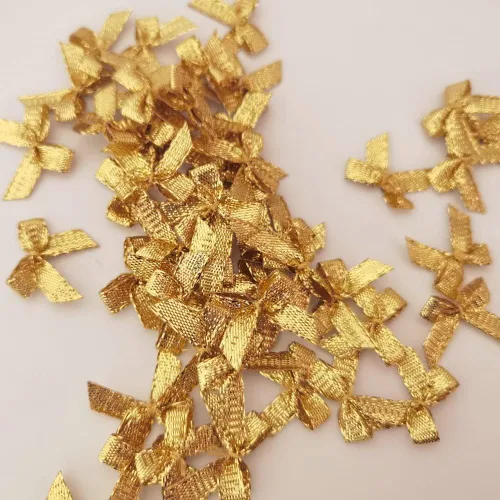 Vista 5 de 50 mini lazos de 1 pulgada para manualidades, lazos metálicos para manualidades, regalo, álbumes de recortes (C.Dorado)